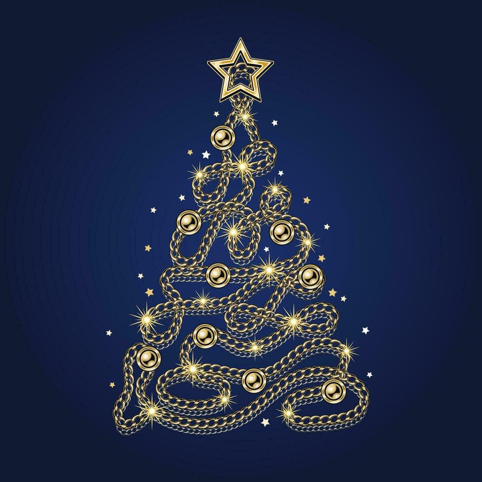 schick Weihnachten Baum gemacht von Schmuck Gold Ketten vektor