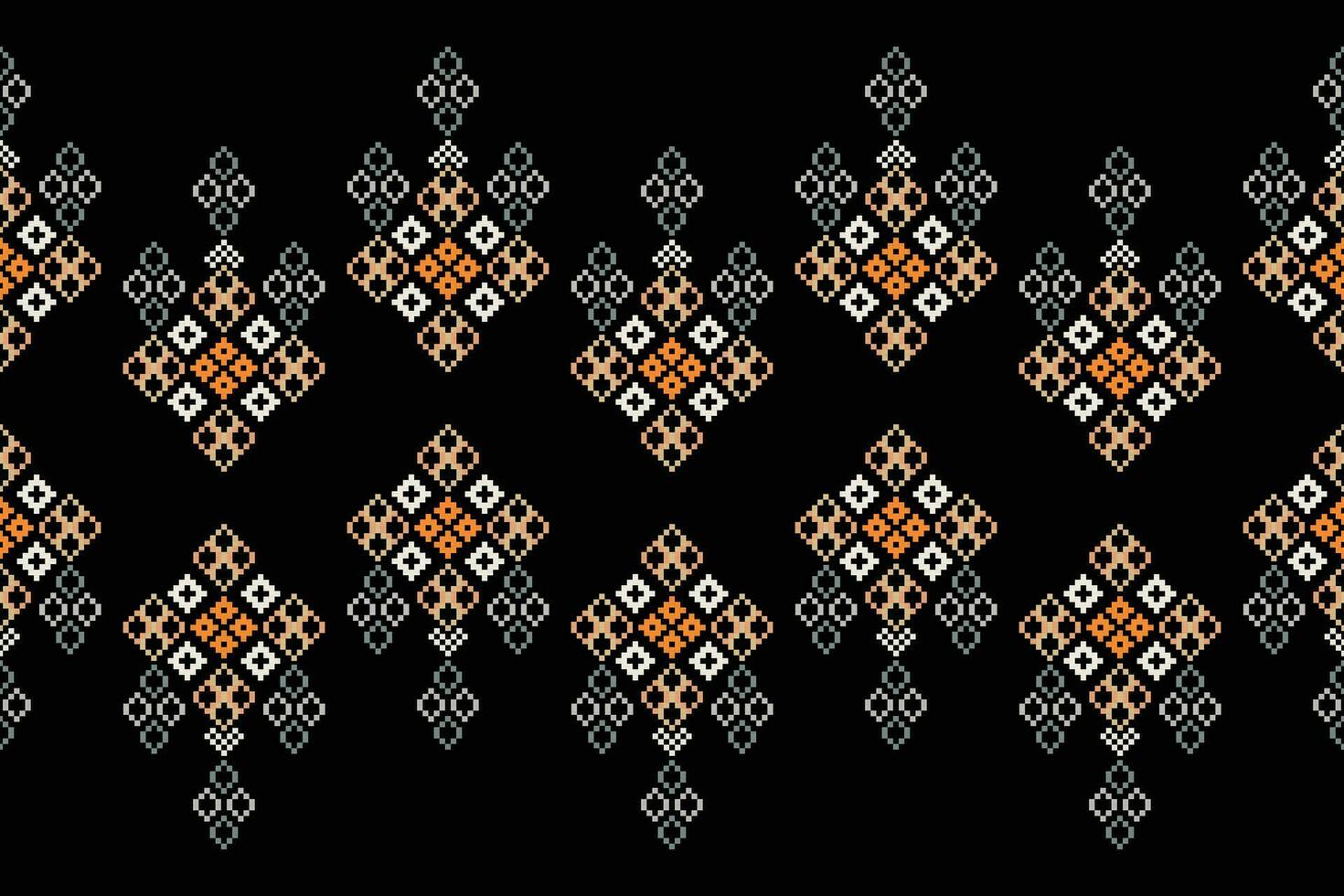 ethnisch geometrisch Stoff Muster Kreuz Stich.ikat Stickerei ethnisch orientalisch Pixel Muster schwarz Hintergrund. abstrakt, vektor, illustration. Textur, Kleidung, Rahmen, Dekoration, Motive, Seide Hintergrund. vektor