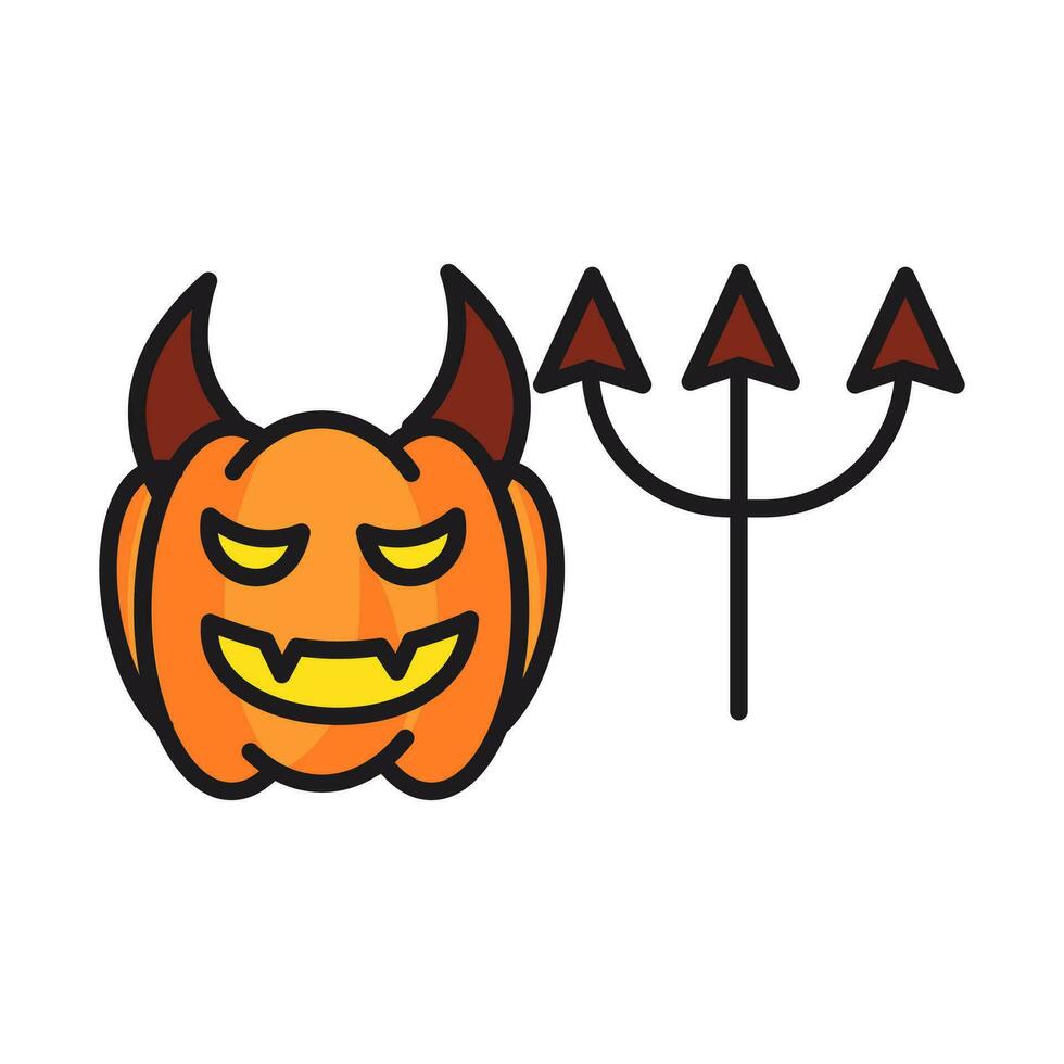 jäkel skrämmande halloween pumpa på vit bakgrund, Lycklig halloween dekoration element, vektor illustration