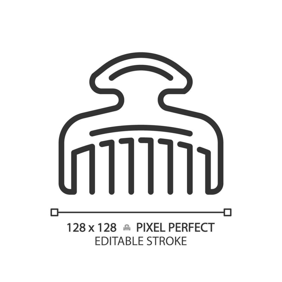 2d Pixel perfekt anpassbar Haar Kamm schwarz Symbol, isoliert Vektor, Haarpflege dünn Linie einfach Illustration. vektor