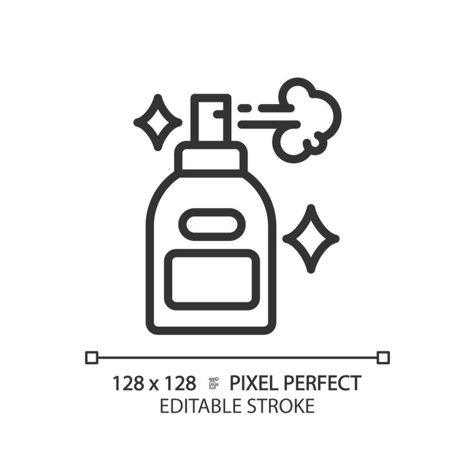 2d pixel perfekt anpassningsbar hår spray svart ikon, isolerat vektor, hårvård tunn linje enkel illustration. vektor