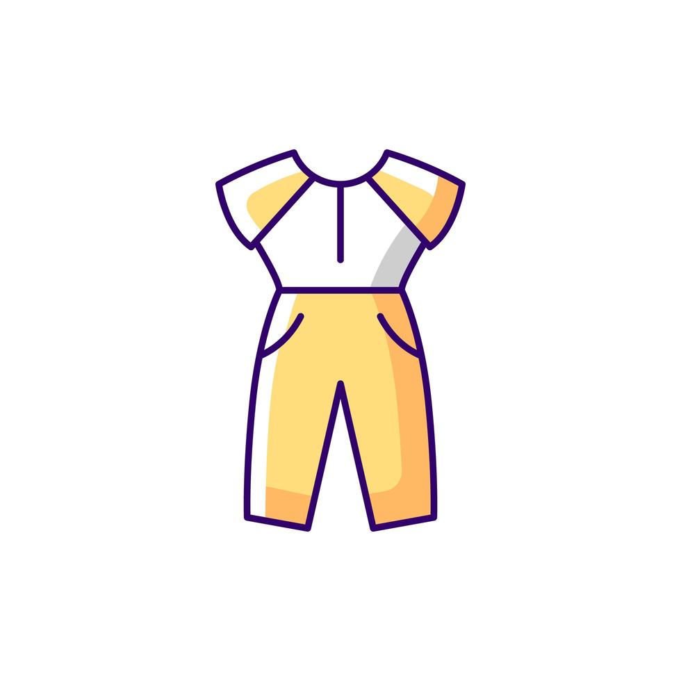 Jumpsuit RGB-Farbsymbol. weibliches Outfit. Damen Sportbekleidung. trendige Kleidung für Damen. stylisches Kleidungsstück. isolierte Vektor-Illustration. bequeme Homewear und Nachtwäsche einfache gefüllte Strichzeichnung vektor