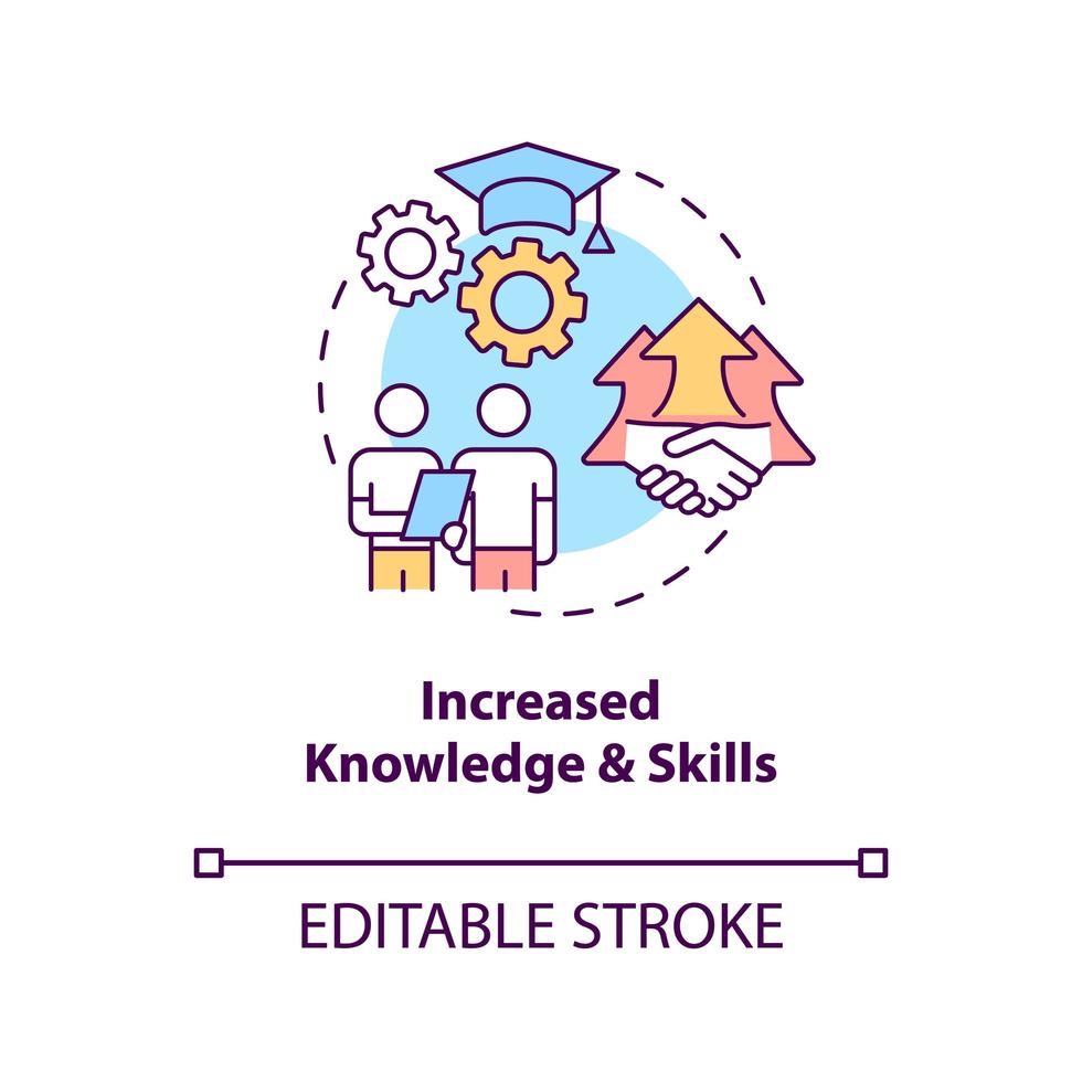 ökad kunskap och kompetens koncept ikon. samhällsutveckling nytta abstrakt idé tunn linje illustration. problemlösande förmågor. vektor isolerad kontur färg ritning. redigerbar stroke