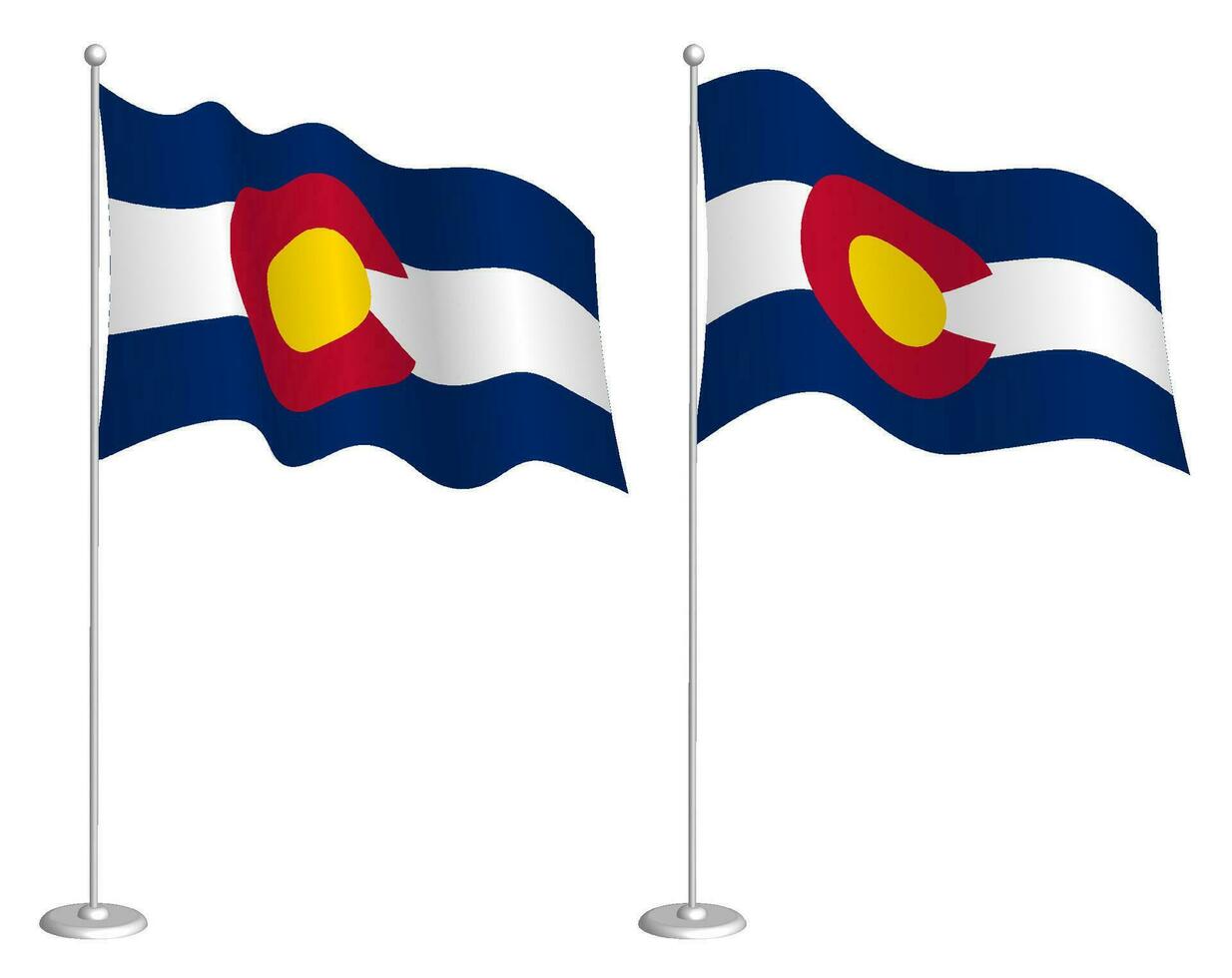 flagga av amerikan stat av colorado på flaggstång vinka i vind. Semester design element. kontrollstation för Karta symboler. isolerat vektor på vit bakgrund