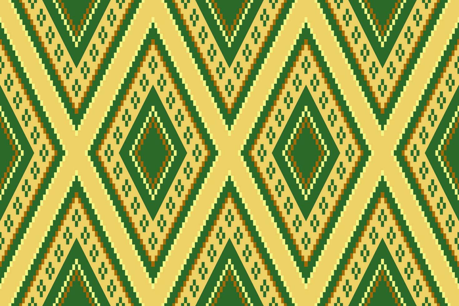 Grün Kreuz Stich bunt geometrisch traditionell ethnisch Muster Ikat nahtlos Muster Rand abstrakt Design zum Stoff drucken Stoff Kleid Teppich Vorhänge und Sarong aztekisch afrikanisch indisch indonesisch vektor