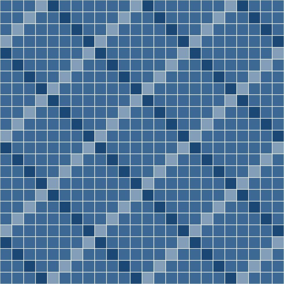 Marine Blau Fliese Hintergrund, Mosaik Fliese Hintergrund, Fliese Hintergrund, nahtlos Muster, Mosaik nahtlos Muster, Mosaik Fliesen Textur oder Hintergrund. Badezimmer Mauer Fliesen, Schwimmen Schwimmbad Fliesen. vektor