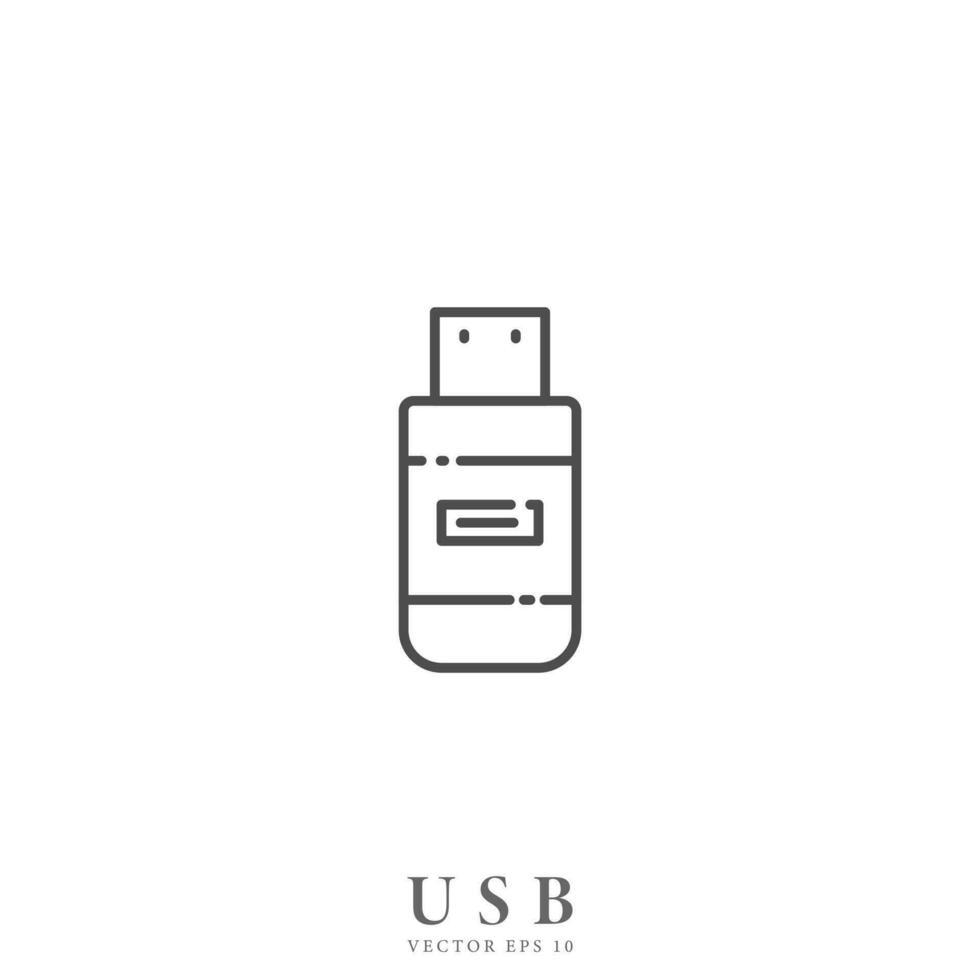 Datei Lagerung. Gliederung USB Vektor Symbol. Technologie Konzept isoliert Vektor Illustration.