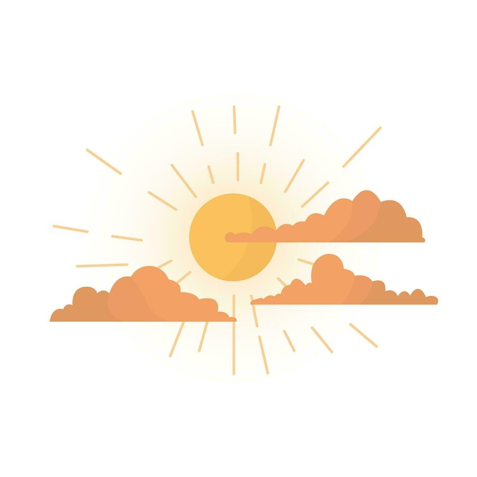 Sol och himmel solljus i solnedgång tid. vektor illustration