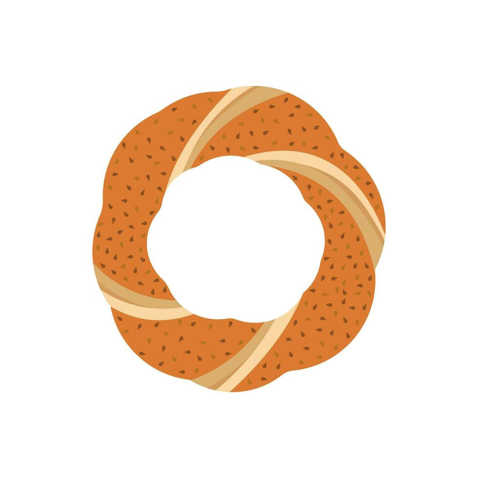 Türkisch traditionell Sesam Bagel, simit. isoliert Vektor Illustration.