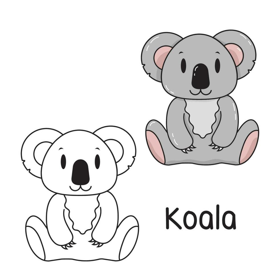 vektor illustration. färg bok , färg koala. tecknad serie djur. ClipArt uppsättning för barnkammare affisch, öva Kompetens