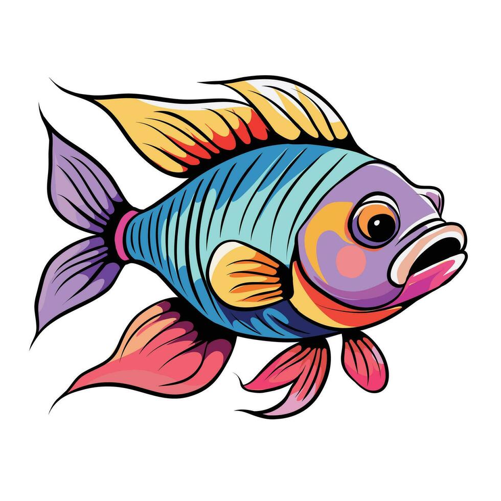 ljus söt tecknad serie fisk vit bakgrund illustration vektor