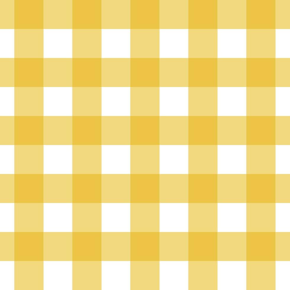 Gingham nahtlos Muster mit Gelb und Weiß Farbe, Schachbrett Hintergrund, Quadrat, Tischdecke, Vektor Illustration.