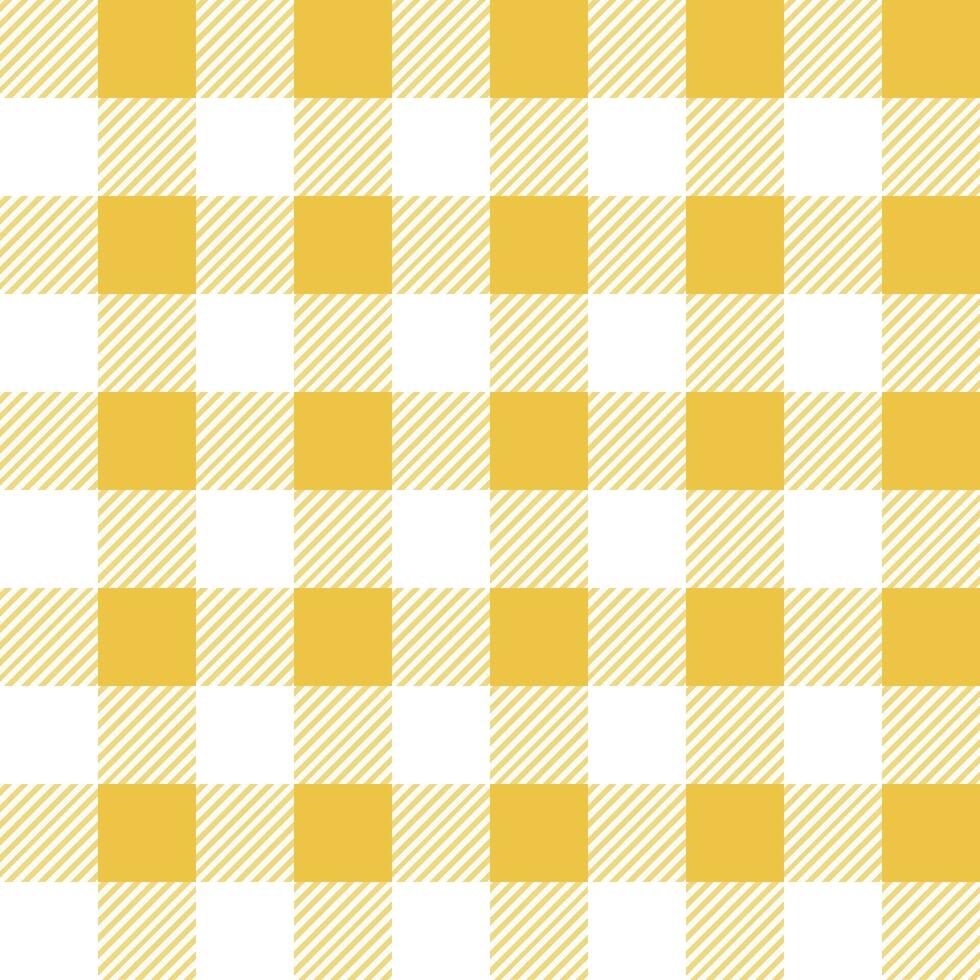 Gingham nahtlos Muster mit Gelb und Weiß Farbe, Schachbrett Hintergrund, Quadrat, Tischdecke, Vektor Illustration.