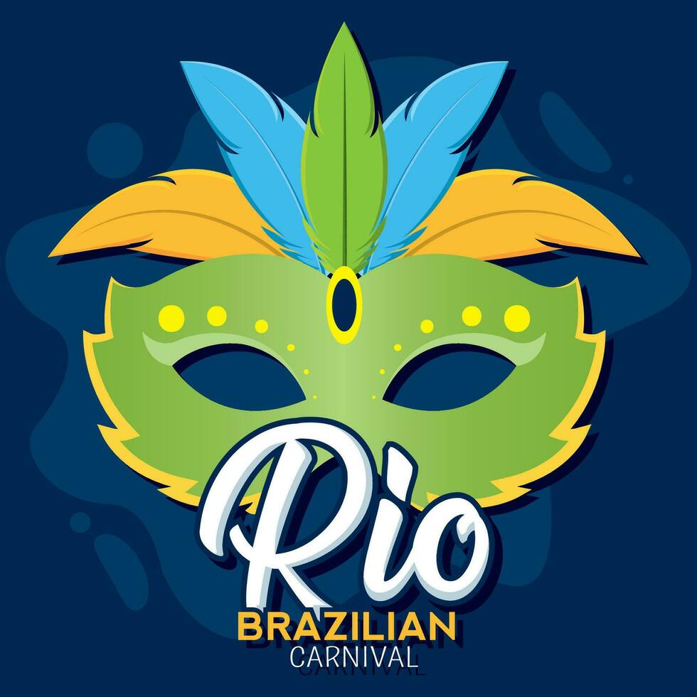 isoliert farbig Karneval Maske mit Gefieder Rio de Janeiro Karneval Vektor