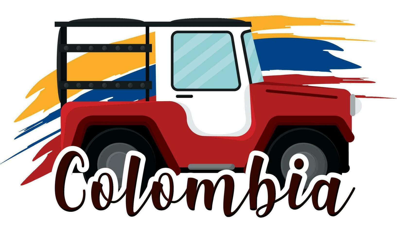 isolerat colombianska jordbrukare jeep colombia vektor