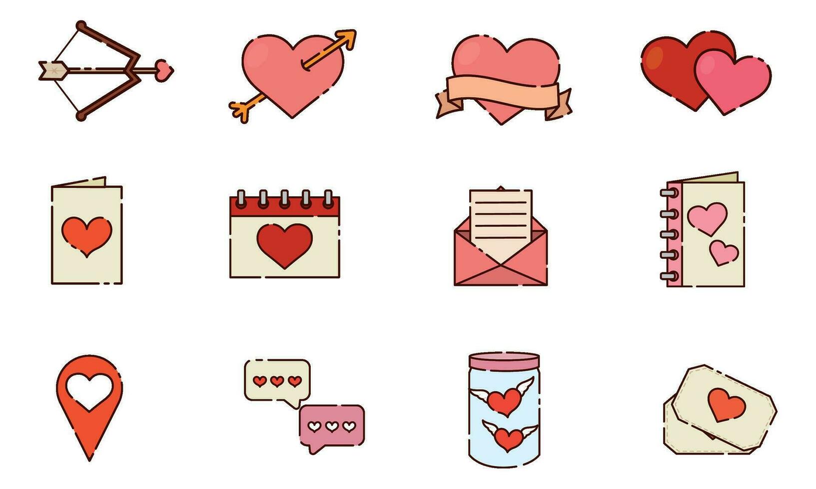 uppsättning av annorlunda valentine dag platt design ikoner vektor