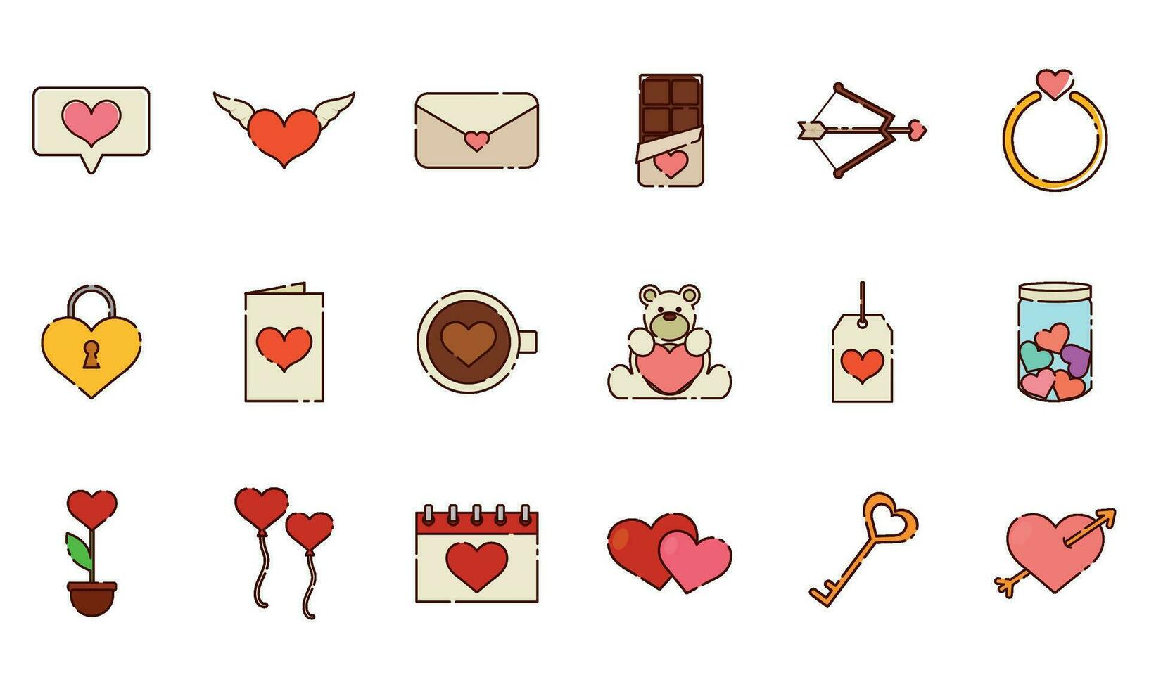 einstellen von anders Valentinstag Tag eben Design Symbole Vektor