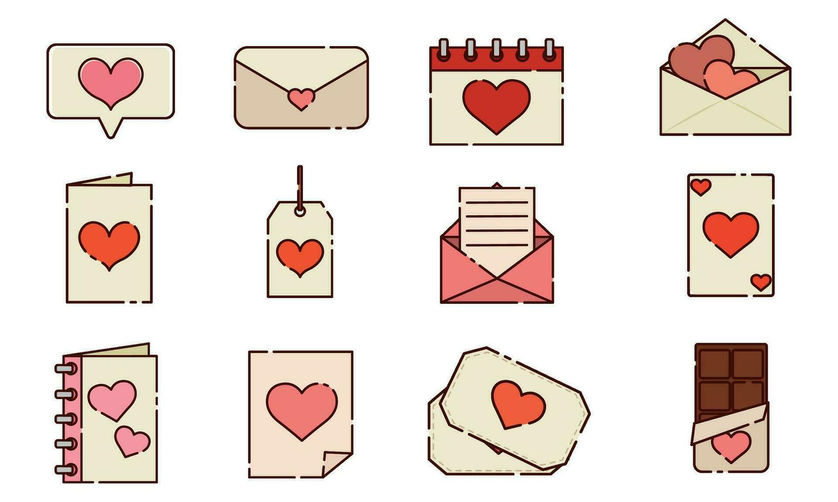 uppsättning av annorlunda valentine dag platt design ikoner vektor