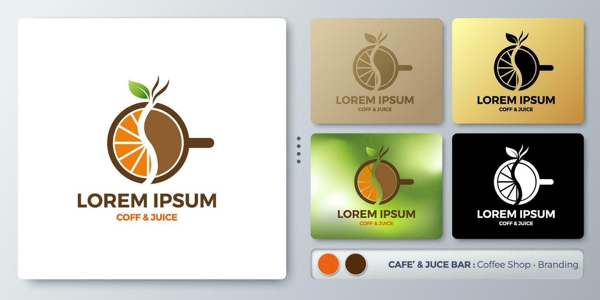 Kaffee und Saft Logo Design isoliert Illustration. leer Name zum einfügen Ihre Branding. entworfen mit Beispiele zum alle Arten von Anwendungen. Sie können benutzt zum Unternehmen, Identität, Kaffee Geschäft. vektor