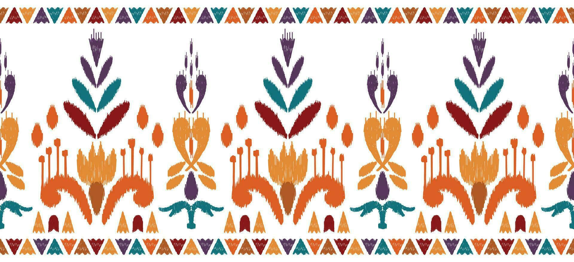 motiv etnisk handgjort skön ikat konst. etnisk abstrakt blommig orange bakgrund konst. folk broderi, peruansk, indian, Asien, marockanska, Kalkon, och uzbekiska stil. aztec geometrisk konst prydnad skriva ut. vektor