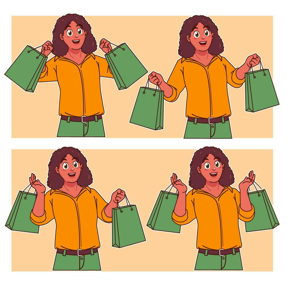 Frau mit Einkaufstüten vektor