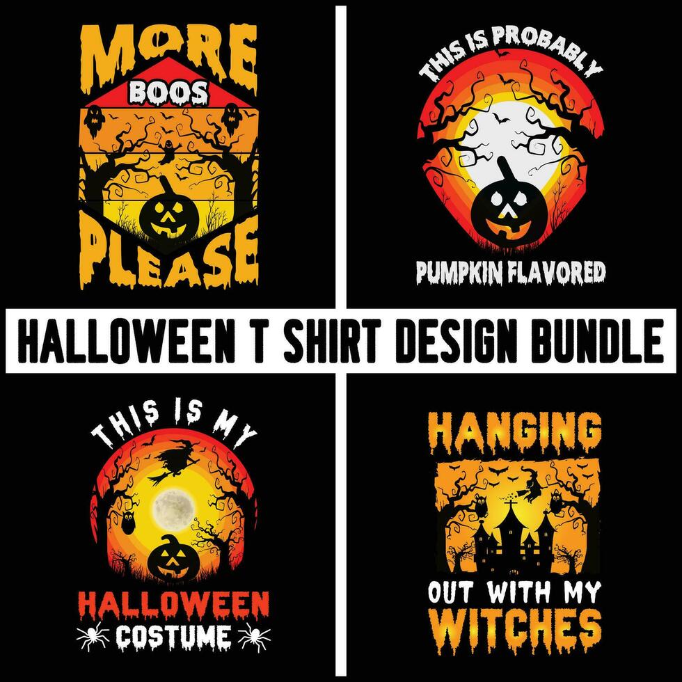 Halloween-T-Shirt-Design-Paket vektor