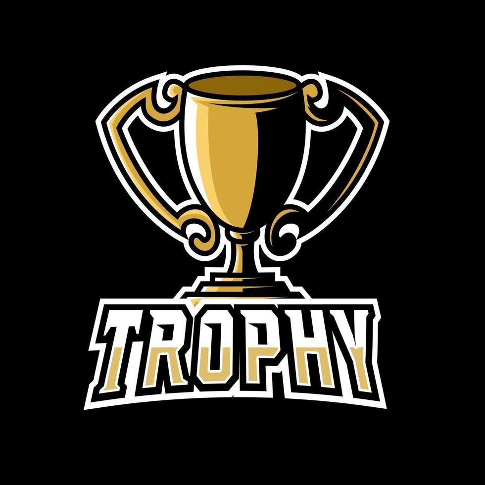 Champion-Trophäe-Maskottchen-Gaming-Logo-Design-Vektor-Vorlage vektor
