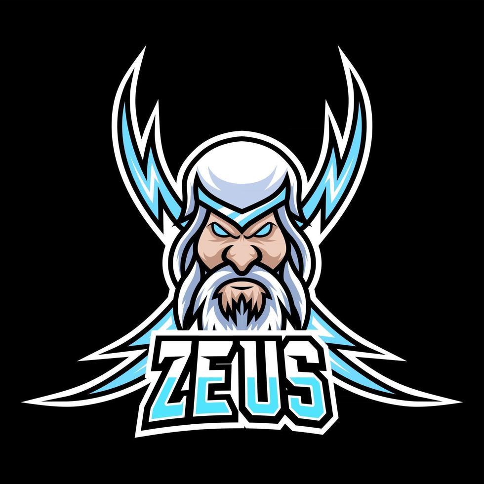 Zeus Gott Blitz Maskottchen Gaming Logo Design Vektor Vorlage