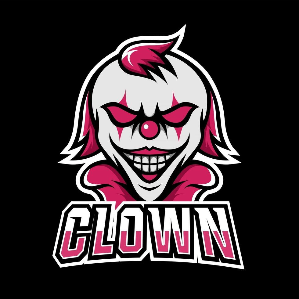 Clown Joker beängstigend Maske Maskottchen Sport Esport Logo Vorlage vektor