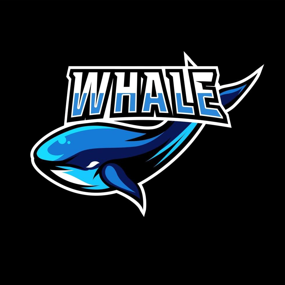 Blauwal Fisch Maskottchen Sport Esport Logo Vorlage vektor