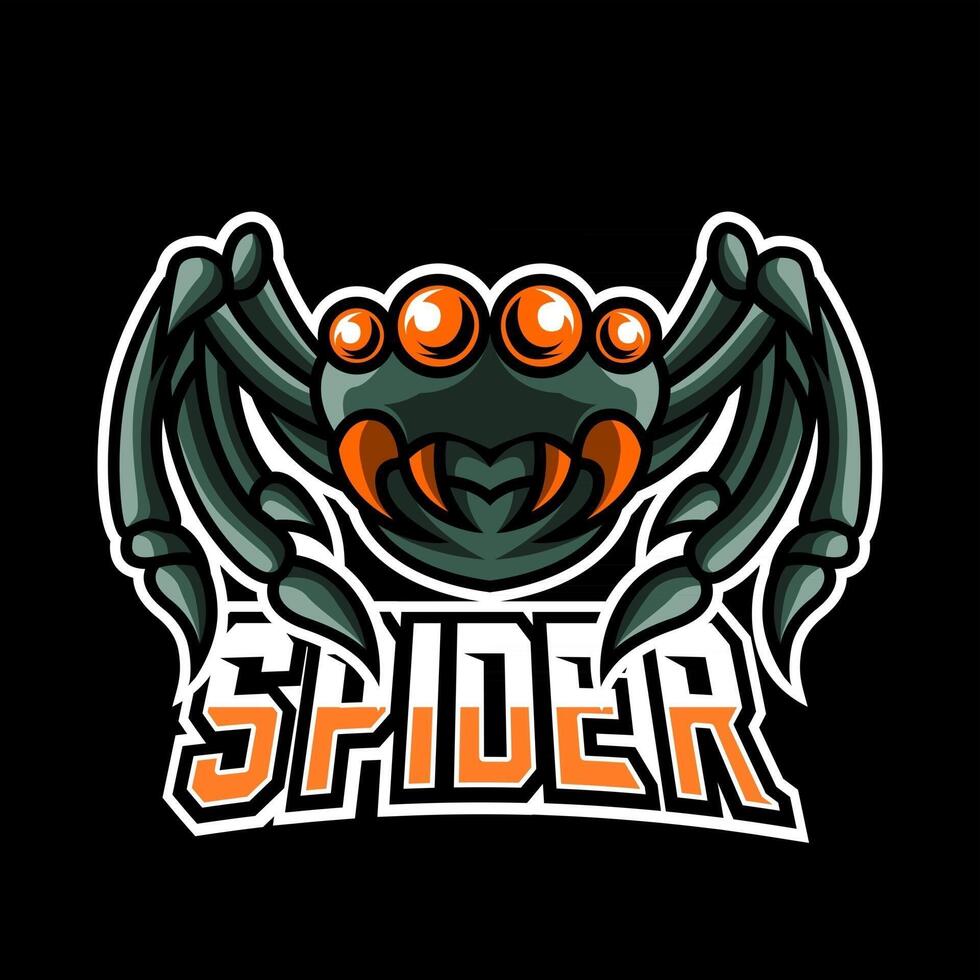 spindelmaskot sportspel esport logotyp mall för streamer squad team club vektor