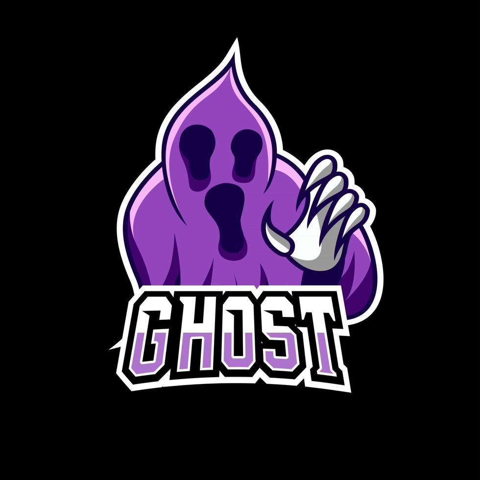 gruselige dunkle Geistermaskottchen-Sport-Gaming-Esport-Logo-Vorlage für den Kader-Teamclub vektor