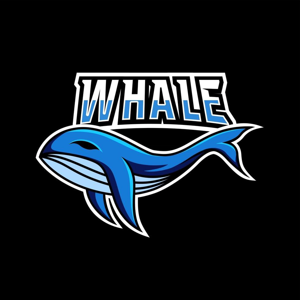 blåhvalfiskmaskot sportspel esport-logotypmall för trupplag vektor