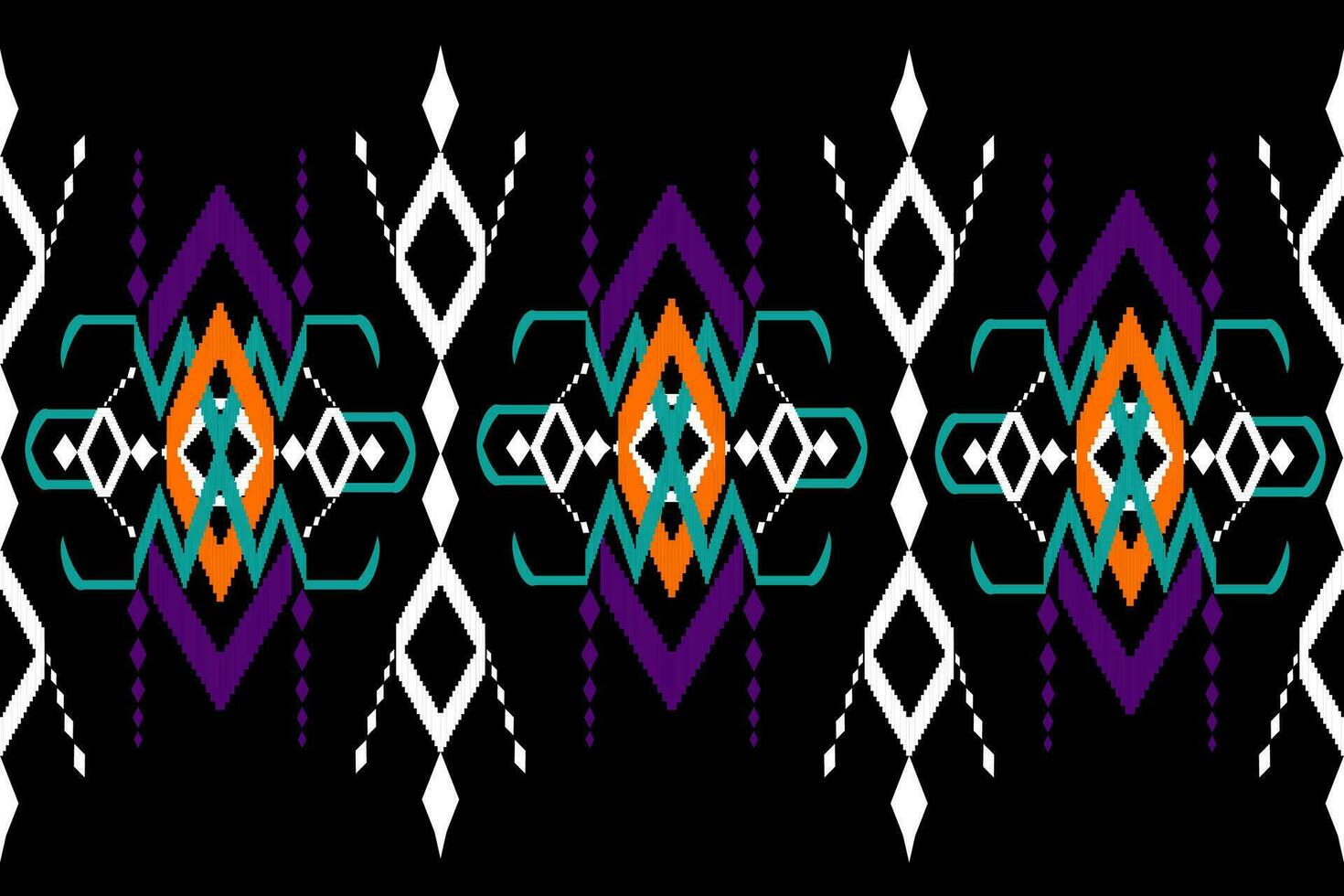 ikat vektor etnisk sömlös mönster design. ikat aztec tyg matta ornament textil- dekorationer tapet. stam- boho inföding etnisk Kalkon traditionell broderi vektor bakgrund