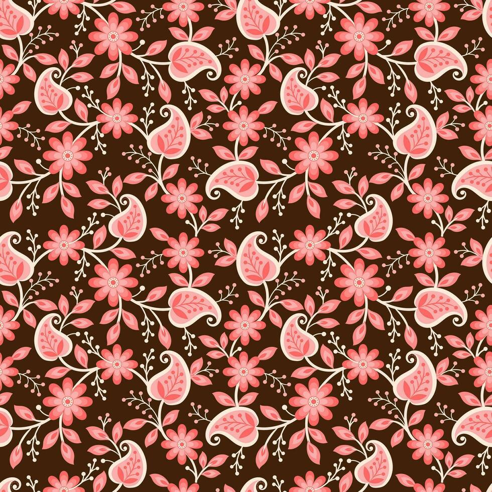 botanisch nahtlos. Hintergrund nahtlos Muster geometrisch ethnisch Muster Design zum Hintergrund, Teppich, Hintergrund, Kleidung, Verpackung, Batik, Stoff, Drucken Textil- Illustration. vektor