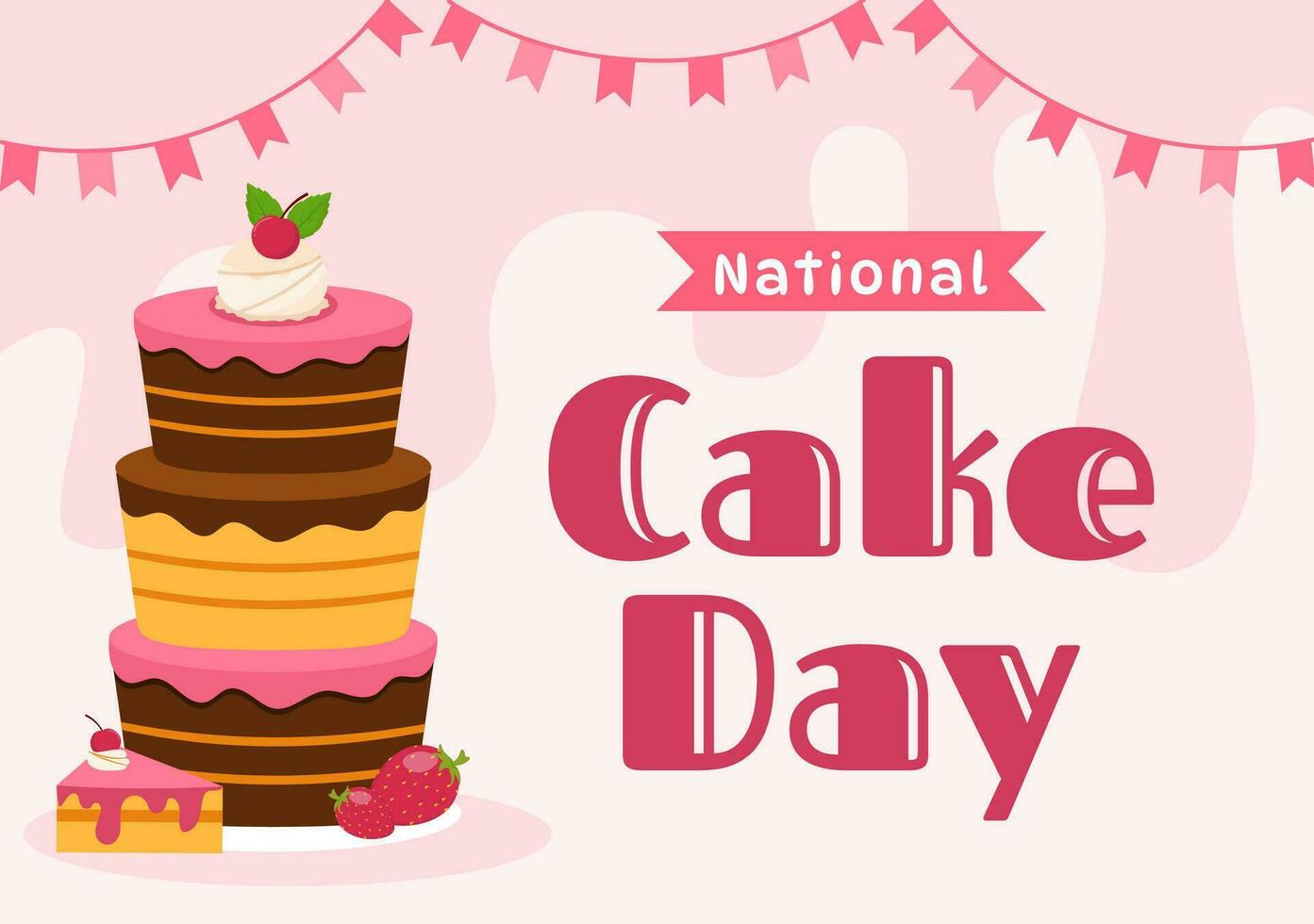 National Kuchen Tag Vektor Illustration auf Urlaub feiern November 26 mit Süss Brot im eben Karikatur Rosa Hintergrund Design Vorlage
