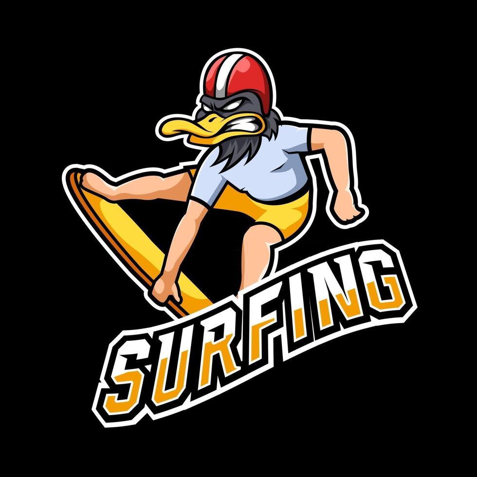 Surfsport- oder Esport-Gaming-Maskottchen-Logo-Vorlage für Ihr Team vektor