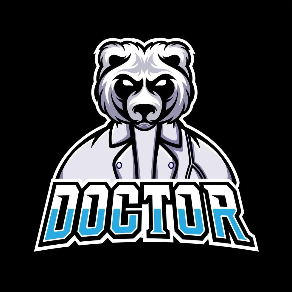 Arzt Sport- oder Esport-Gaming-Maskottchen-Logo-Vorlage für Ihr Team vektor