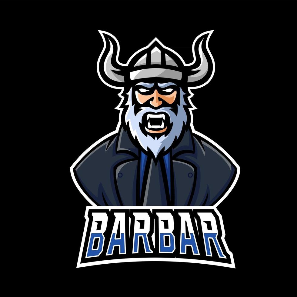 Barbar Sport- oder Esport-Gaming-Maskottchen-Logo-Vorlage für Ihr Team vektor