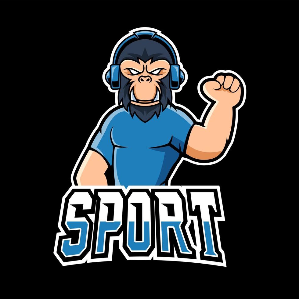 Gorilla-Sport- oder Esport-Gaming-Maskottchen-Logo-Vorlage für Ihr Team vektor