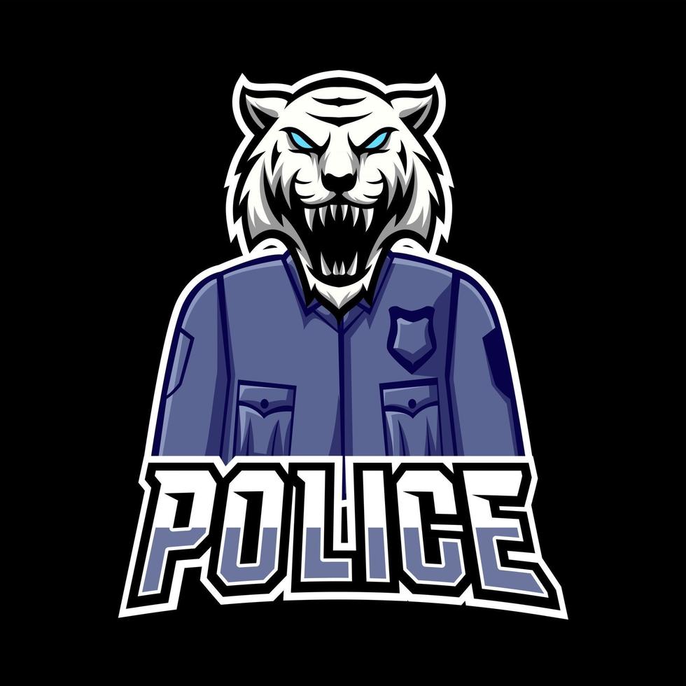 Polizeisport- oder Esport-Gaming-Maskottchen-Logo-Vorlage für Ihr Team vektor