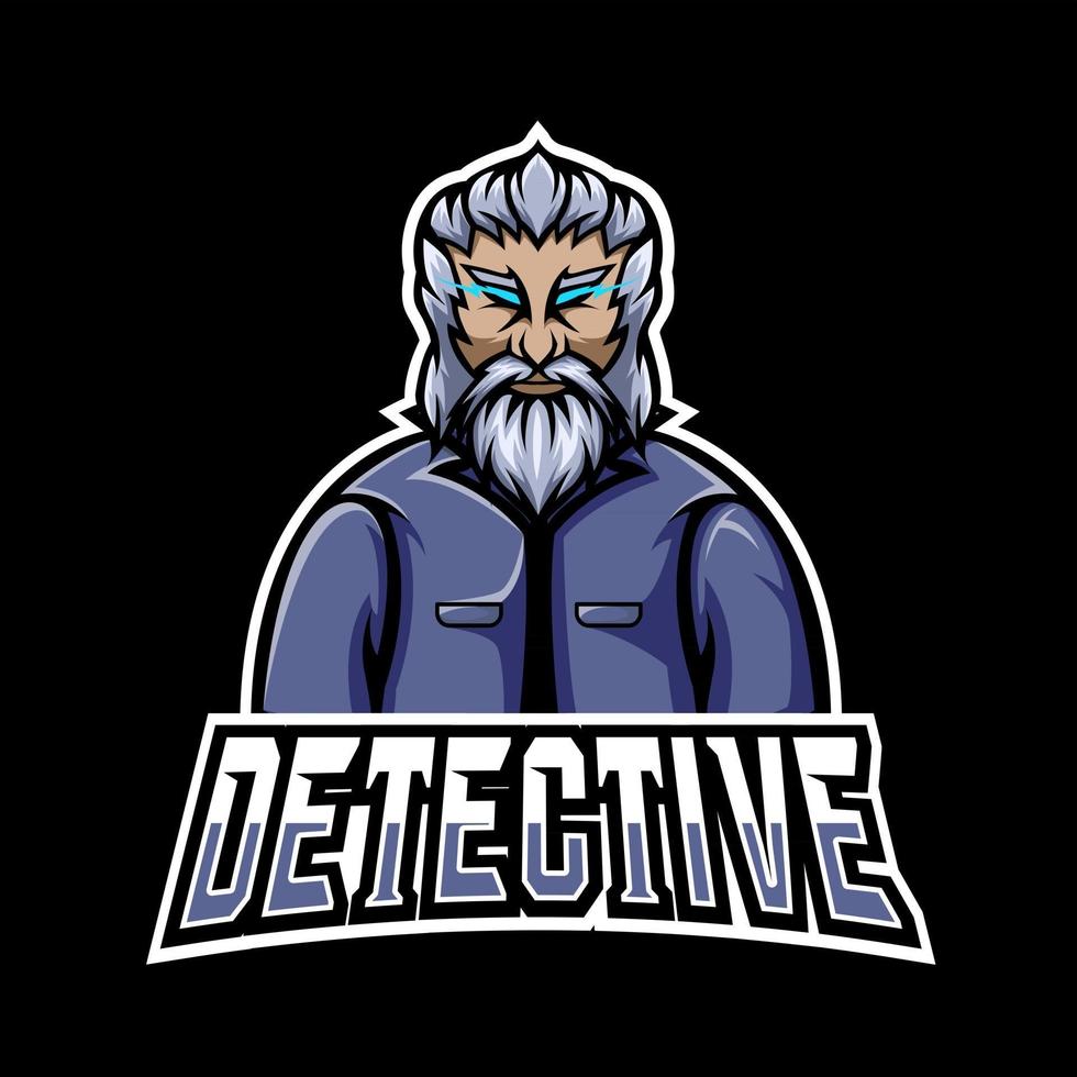 Detektivsport- oder Esport-Gaming-Maskottchen-Logo-Vorlage für Ihr Team vektor
