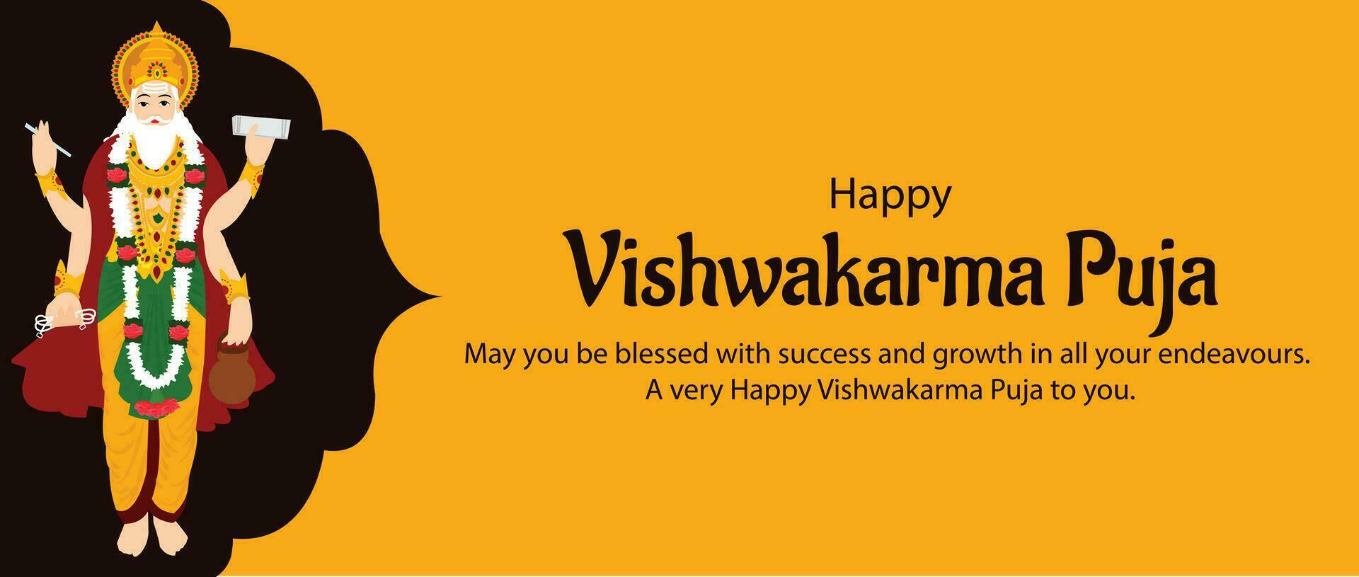 Lycklig vishwakarma puja indisk hindu festival vektor firande