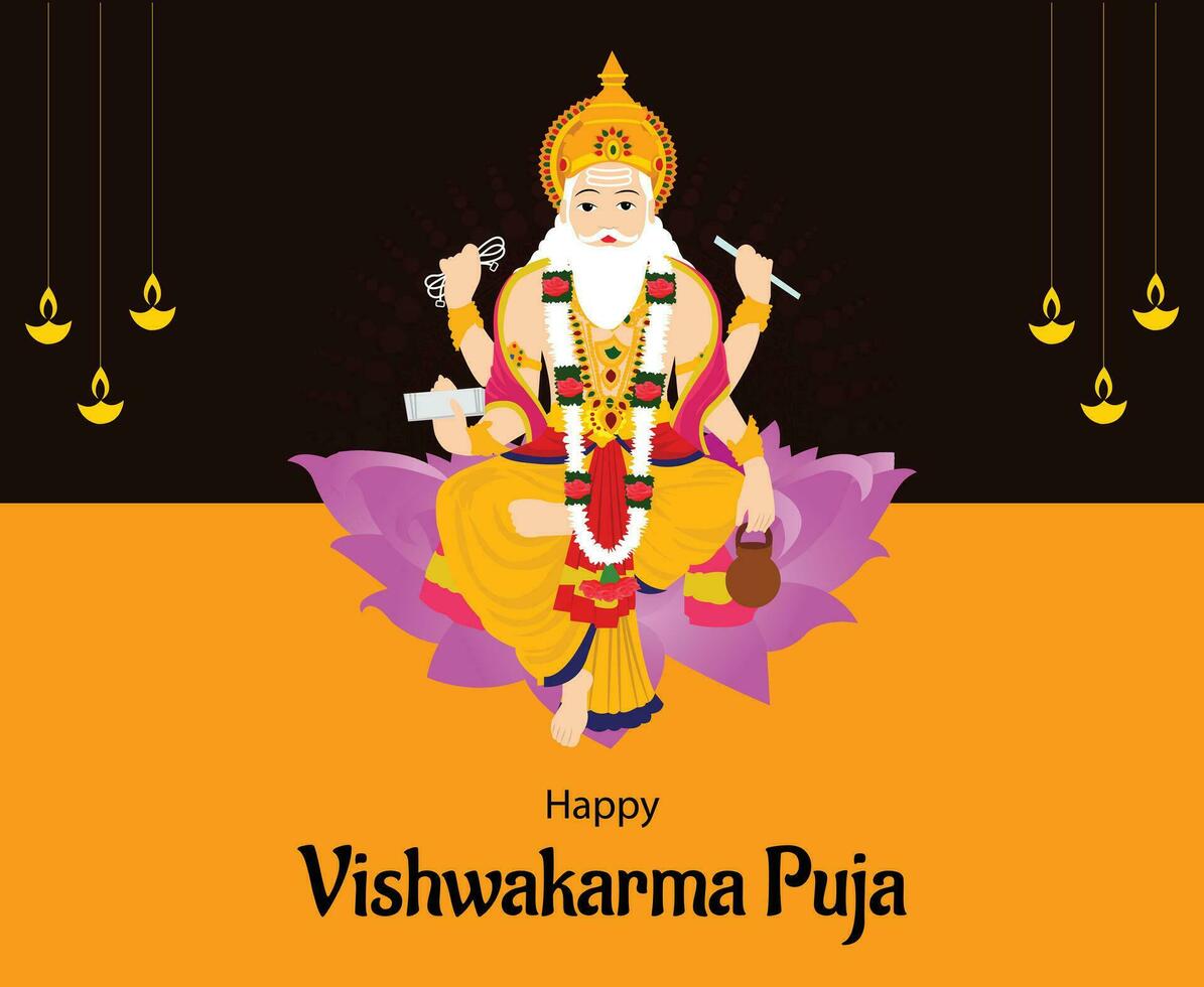glücklich Vishwakarma Puja indisch Hindu Festival Vektor Feier