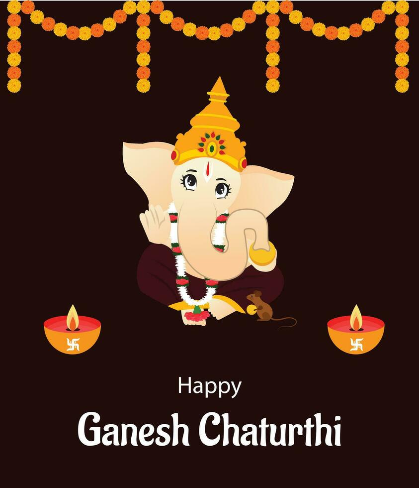 Lycklig ganesh chaturthi indisk hindu festival vektor firande