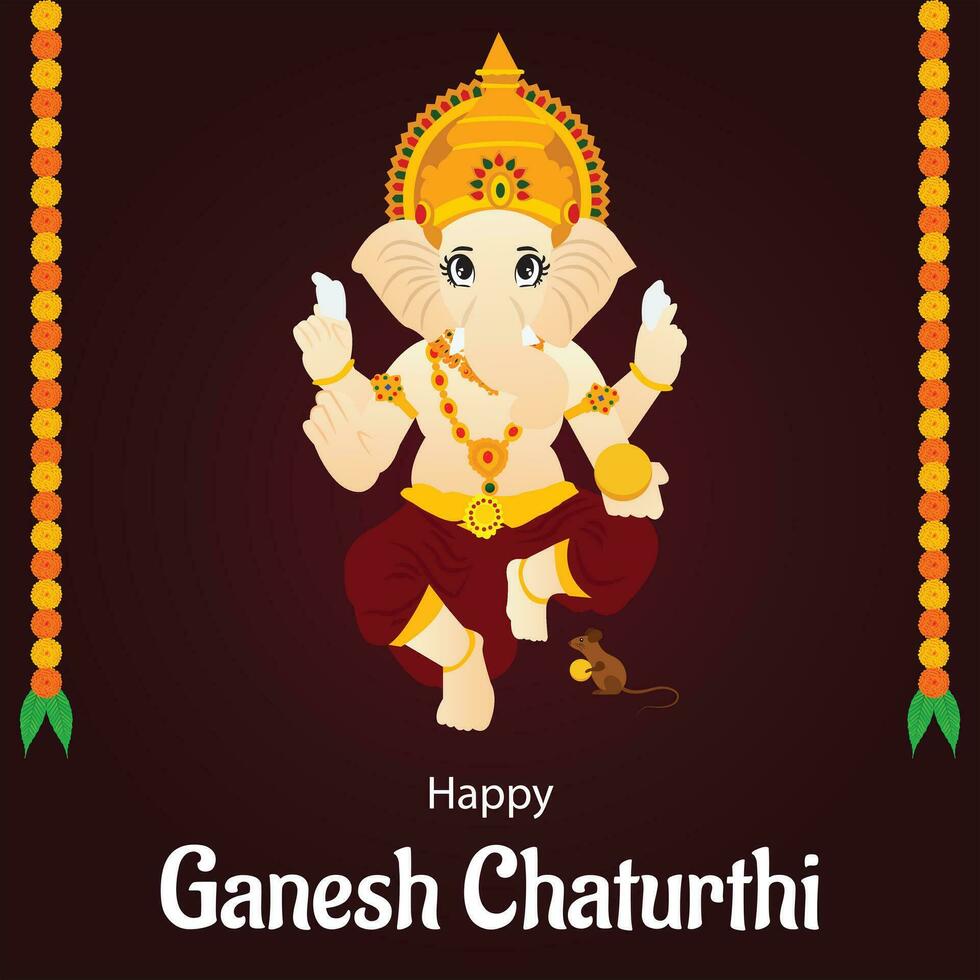 Lycklig ganesh chaturthi indisk hindu festival vektor firande