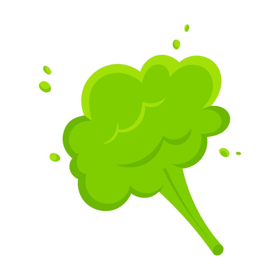 lukta grön tecknad serie rök eller fisa moln platt stil design vektor illustration.