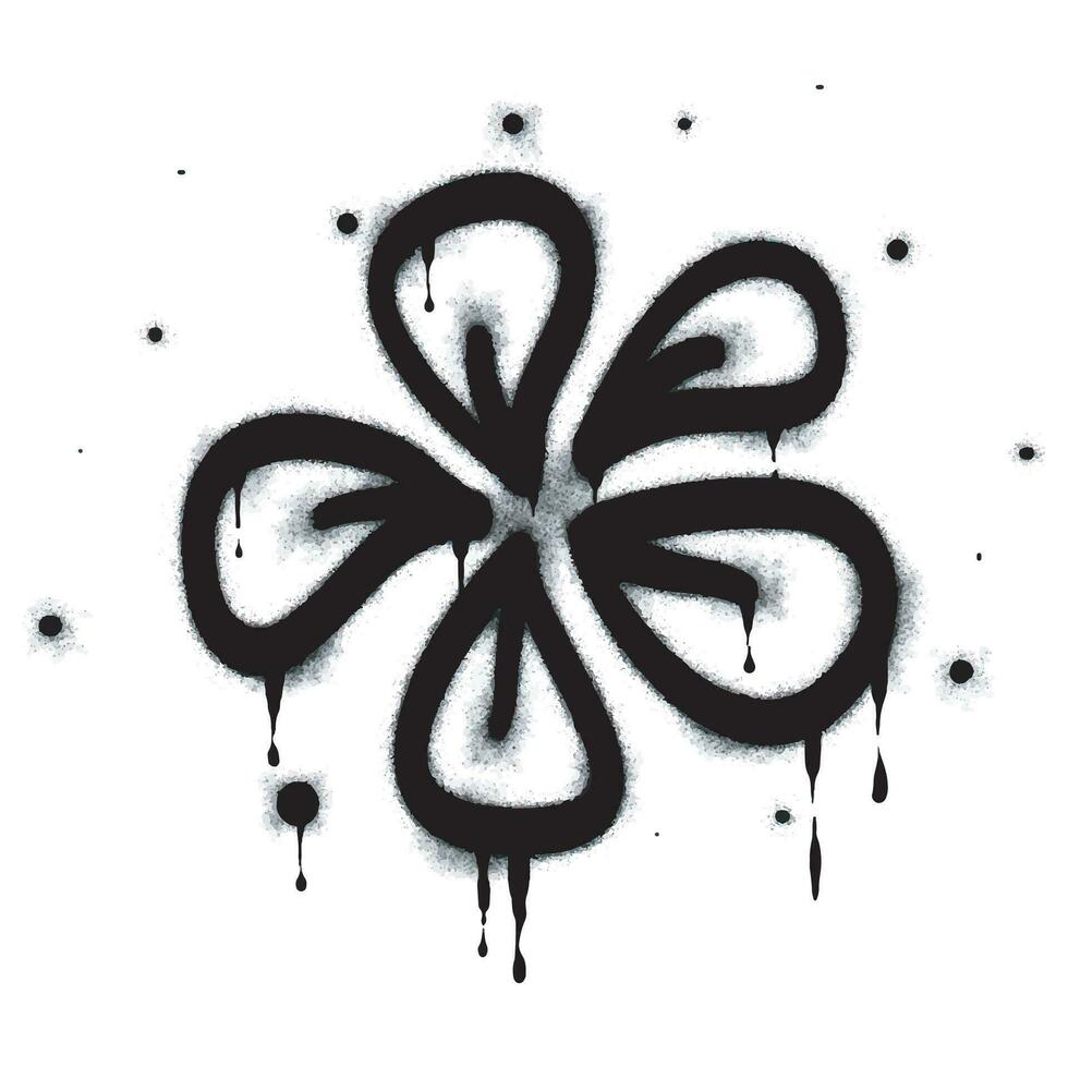 sprühen gesprüht Graffiti Blume Symbol isoliert auf Weiß Hintergrund. Graffiti Blume Symbol mit sprühen auf schwarz vektor
