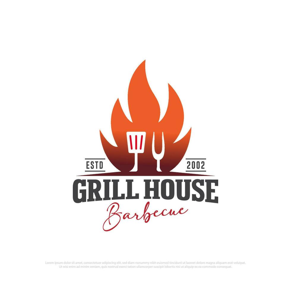 Grill Haus Grill Logo Design Vektor, Essen und Getränke Logo Symbol Vektor Illustration, Beste zum zum Bar Restaurant Logo Vorlage