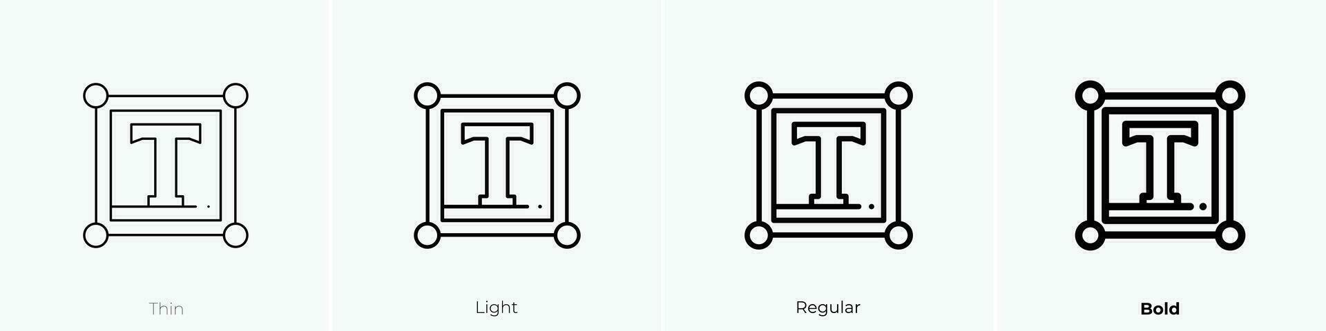 Text Symbol. dünn, Licht, regulär und Fett gedruckt Stil Design isoliert auf Weiß Hintergrund vektor